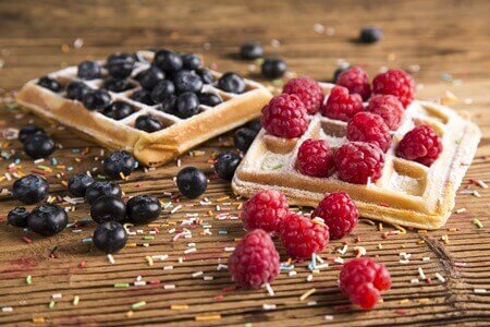 Chocolate waffles and Rasberry jam