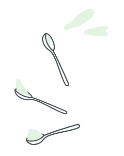 Three spoons of food