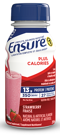 Ensure® Plus Calories strawberry flavour nutritional supplement shakes to help weight gain