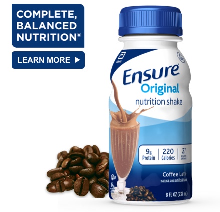8 oz Ready-To-Drink Ensure® Original Coffee Latte Protein Shake Bottle