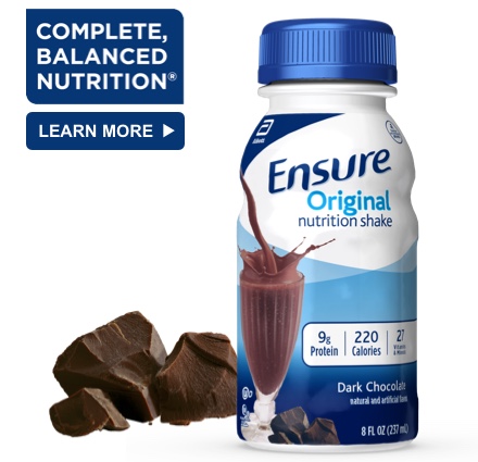 8 oz Ready-To-Drink Ensure® Original Dark Chocolate Protein Shake Bottle