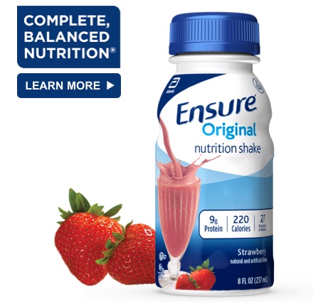 8 oz Ready-To-Drink Ensure® Original Strawberry Protein Shake Bottle