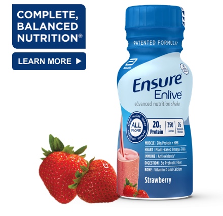 8 oz Ready-To-Drink Ensure® Enlive® Strawberry Protein Shake Bottle