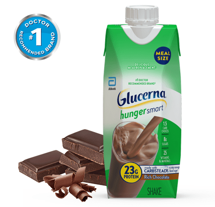 Glucerna Hunger Smart Meal Size Shake in Rich Chocolate for diabetes meal replacement