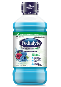 Pedialyte® AdvancedCare™ contains prebiotics and zinc for rehydration