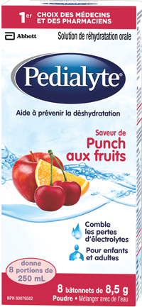 Pedialyte® en poudre à saveur de punch aux fruits aide à se réhydrater