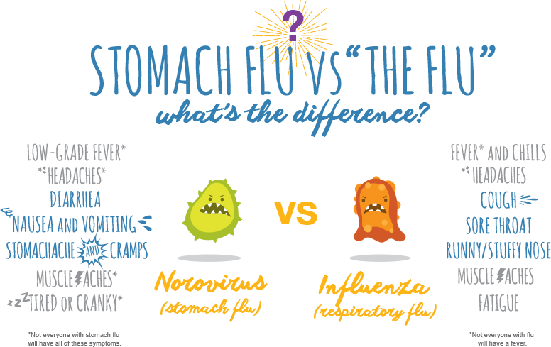 The difference between stomach flu and 