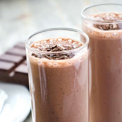 PediaSure® recipe for breakfast smoothie topped with shaved chocolate