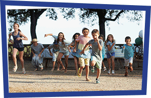 A group of kids running outdoor