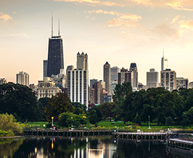 The Chicago, Illinois, skyline from afar