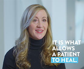 A frame of Amie Heap discussing nutrition with the caption "it is what allows a patient to heal."