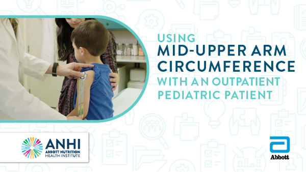 Title card of video, shows healthcare provider using the muac tool on a toddler patient.