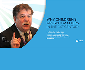 A slide introduces Prof Phillip Moshe's opening remarks on Why Children's Growth matters in the 21st Century.
