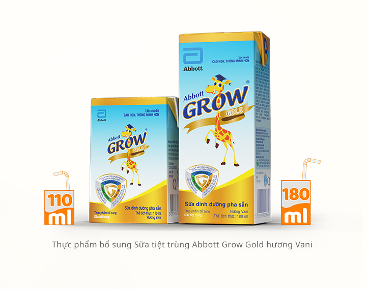 Thực phẩm bổ sung Sữa tiệt trùng Abbott Grow Gold hương vani 110ml và 180ml