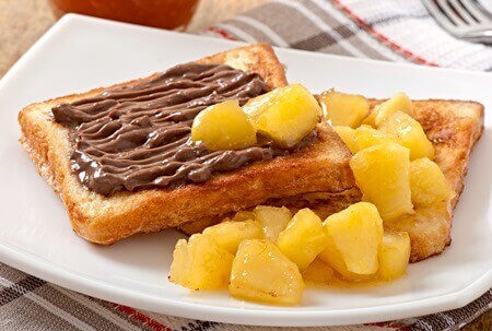 Brioche and chocolate cream sandwitch