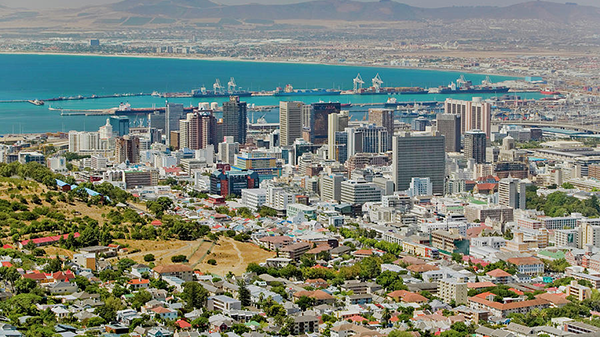 An aerial photograph of Cape Town, South Africa
