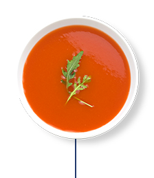 "Ce plan de repas protéiné comprend de la soupe aux tomates  "