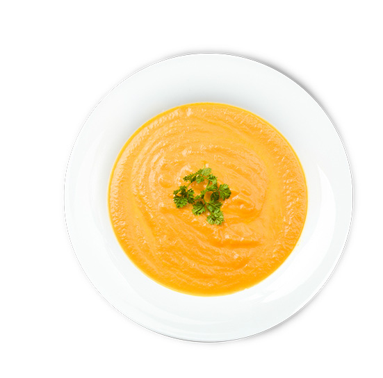 This high protein meal plan includes a puree of carrot soup