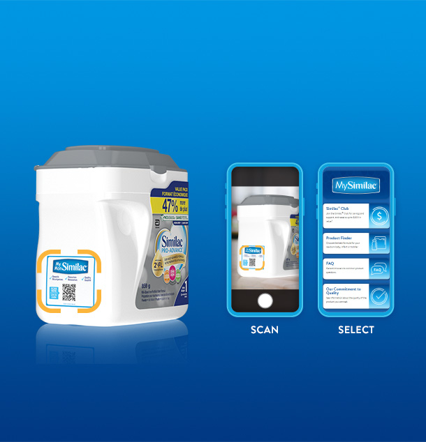 Scan the QR code on the side of select Similac® formulas and get answers to your questions instantly.