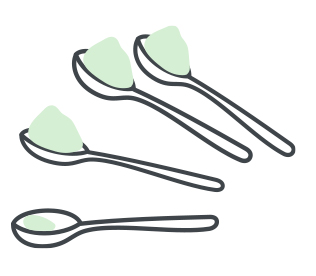 Four spoons with food