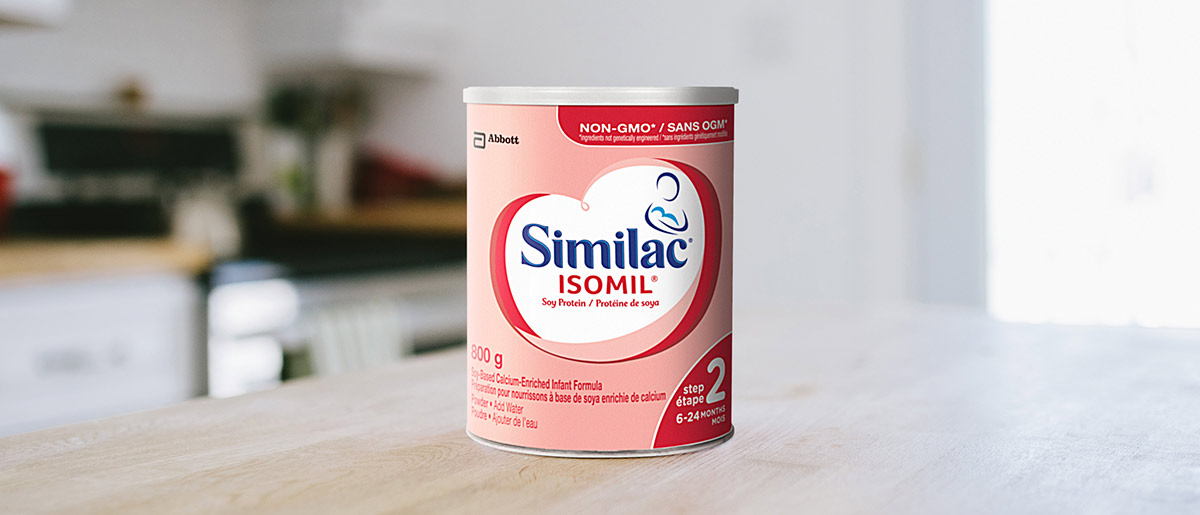 Similac® Isomil® Step 2 non-GMO baby formula in a 850g powder can