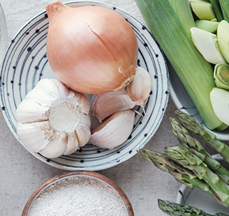 Onion, Asparagus, Garlic