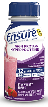 Ensure® Hyperprotéiné 12 g à la fraise est un shake delicieux à prendre après l'entraînement