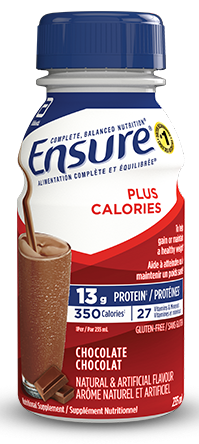 Ensure® Plus Calories chocolate flavour nutrititional supplement shakes to help weight gain