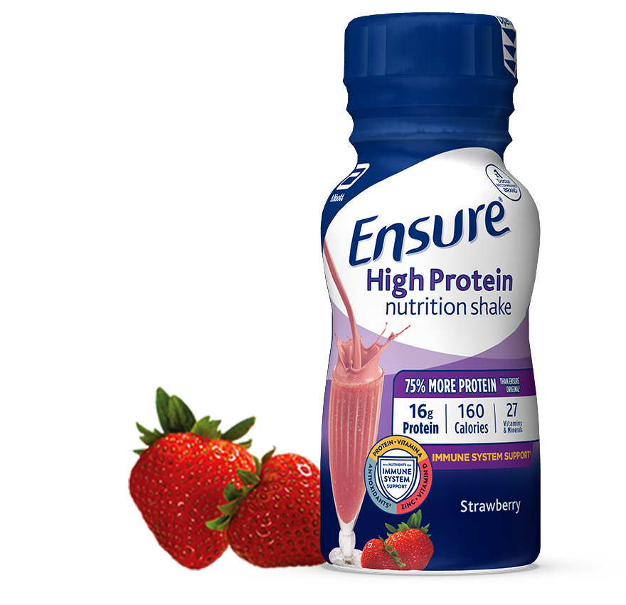 8 oz Ready-To-Drink Ensure® High Protein Strawberry Shake Bottle