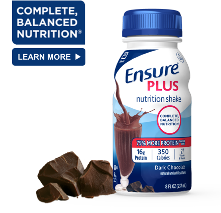 8 oz Ready-To-Drink Ensure® Plus Milk Chocolate Protein Shake Bottle