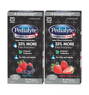 Pedialyte® AdvancedCare® Plus powder sticks to help you feel better fast by replenishing the fluids 