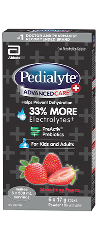 Pedialyte AdvancedCare Plus Electrolyte Powder with Prebiotics – Strawberry Freeze Flavour
