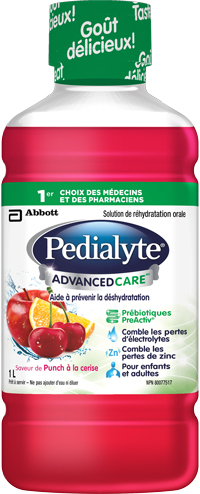 Pedialyte® AdvancedCareMC (punch à la cerise) combat la déshydratation