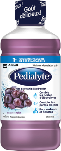 Pedialyte® à saveur de raisin prévient la déshydratation à tout âge