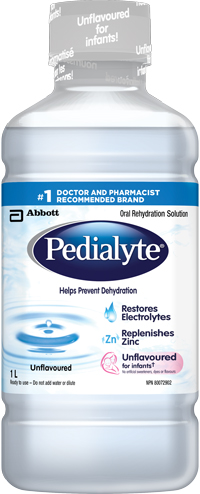 Unflavoured Pedialyte® contains no artificial dyes or flavours