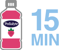 Buvez Pedialyte® en petites gorgées aux 15 min pour vous réhydrater