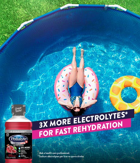 3X more electrolytes* for fast rehydration with Pedialyte® for adults.