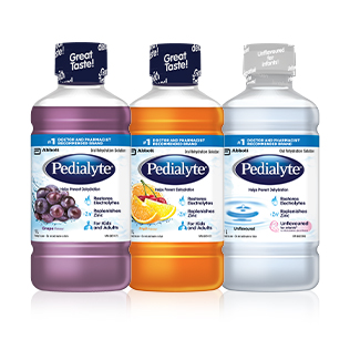 Pedialyte® electrolyte drinks come in three different flavours