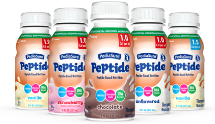 PediaSure Peptide formula products in several
different flavors to be used as peptide drinks or tube
feeding