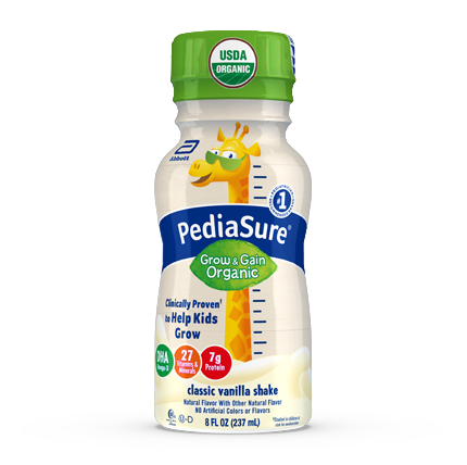 PediaSure® Grow & Gain Organic Classic Vanilla shake bottle
