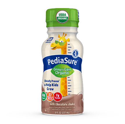 PediaSure® Grow & Gain Organic Milk Chocolate shake bottle