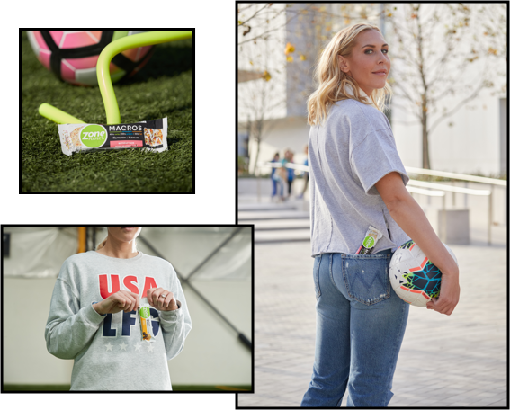 Collection of different images showing Allie Long on and off the soccer field